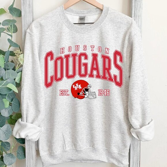 University of Houston Football Sweatshirt Houston Cougars 1945 Shirt Sweater - Picture 1 of 3